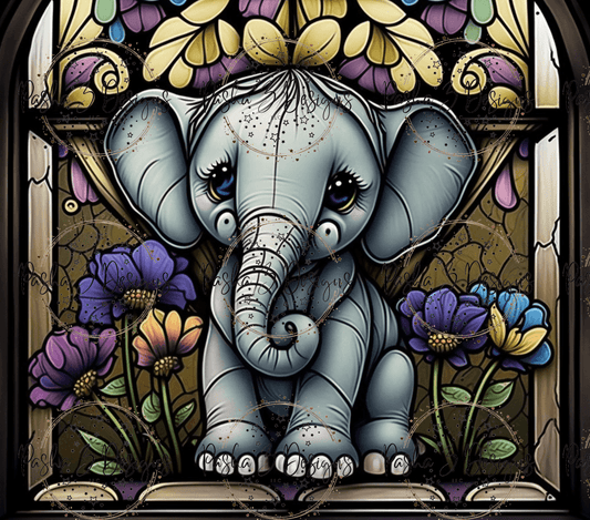 New: Baby Elephant Stained Glass