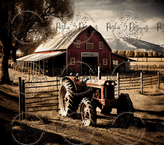 New: Barn And Old Tractor