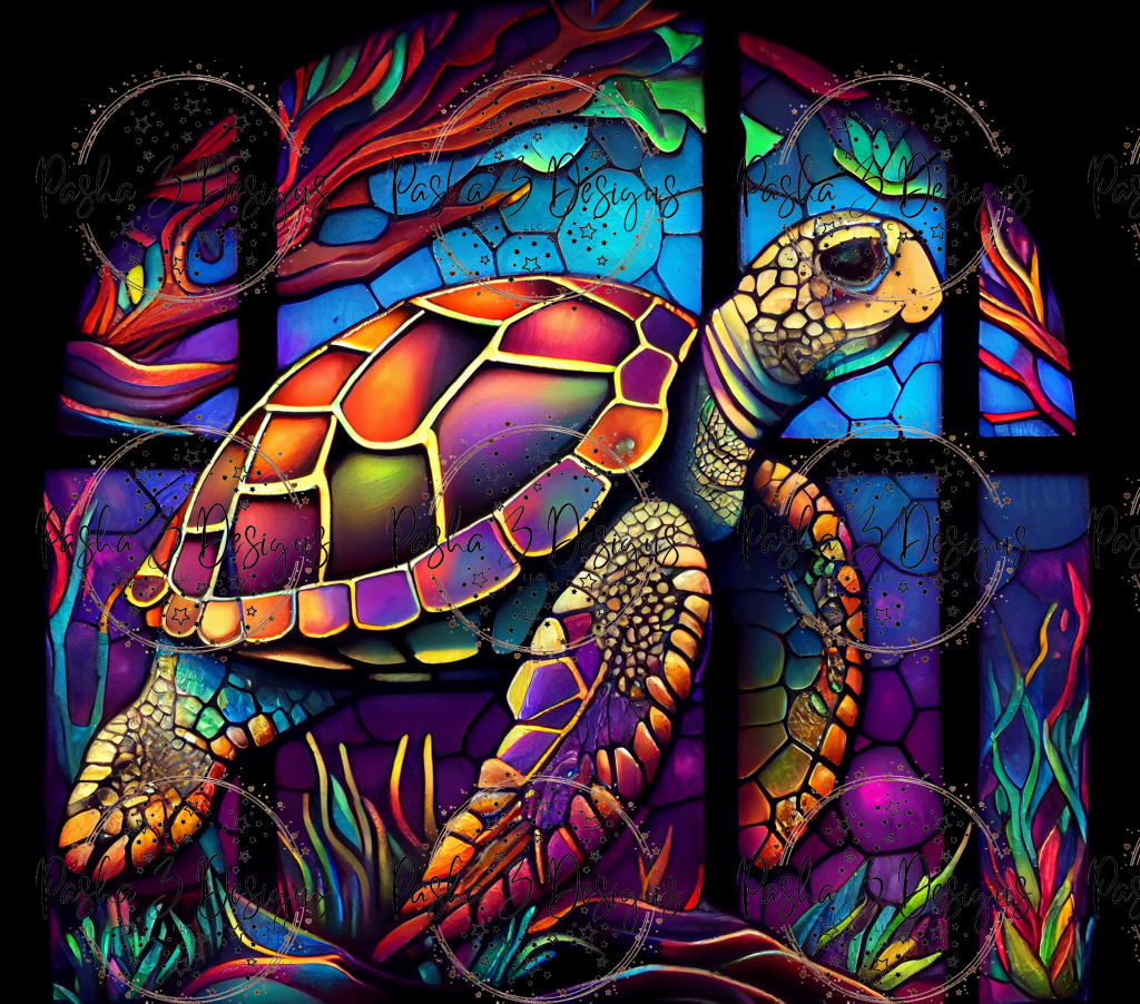 Stained Glass Sea Turtle – PATTERN ONLY – Water Oak Glass Art