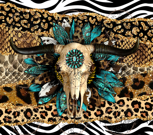 New: Zebra Leopard Western Sunflower Skull