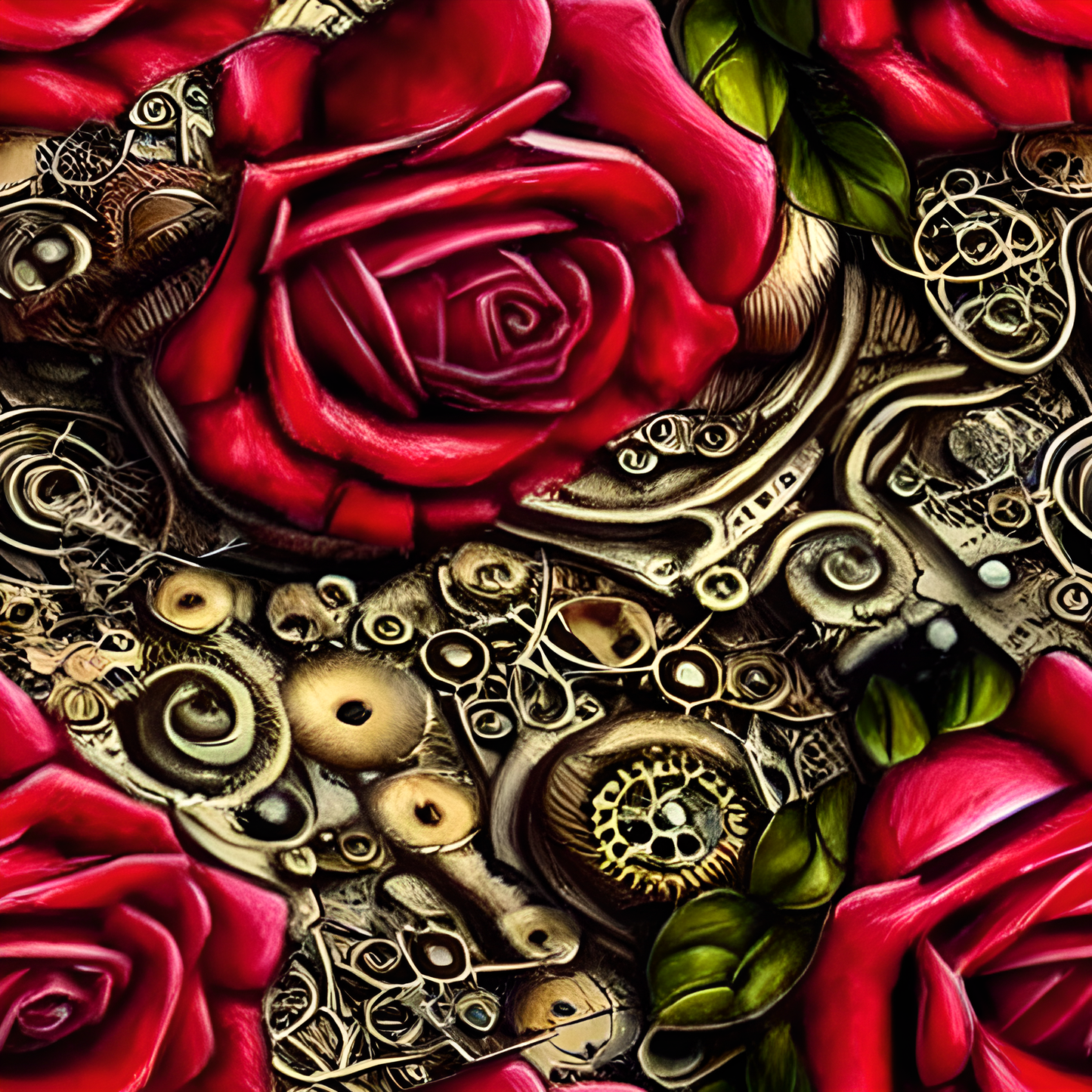 FS1007 steampunk red roses