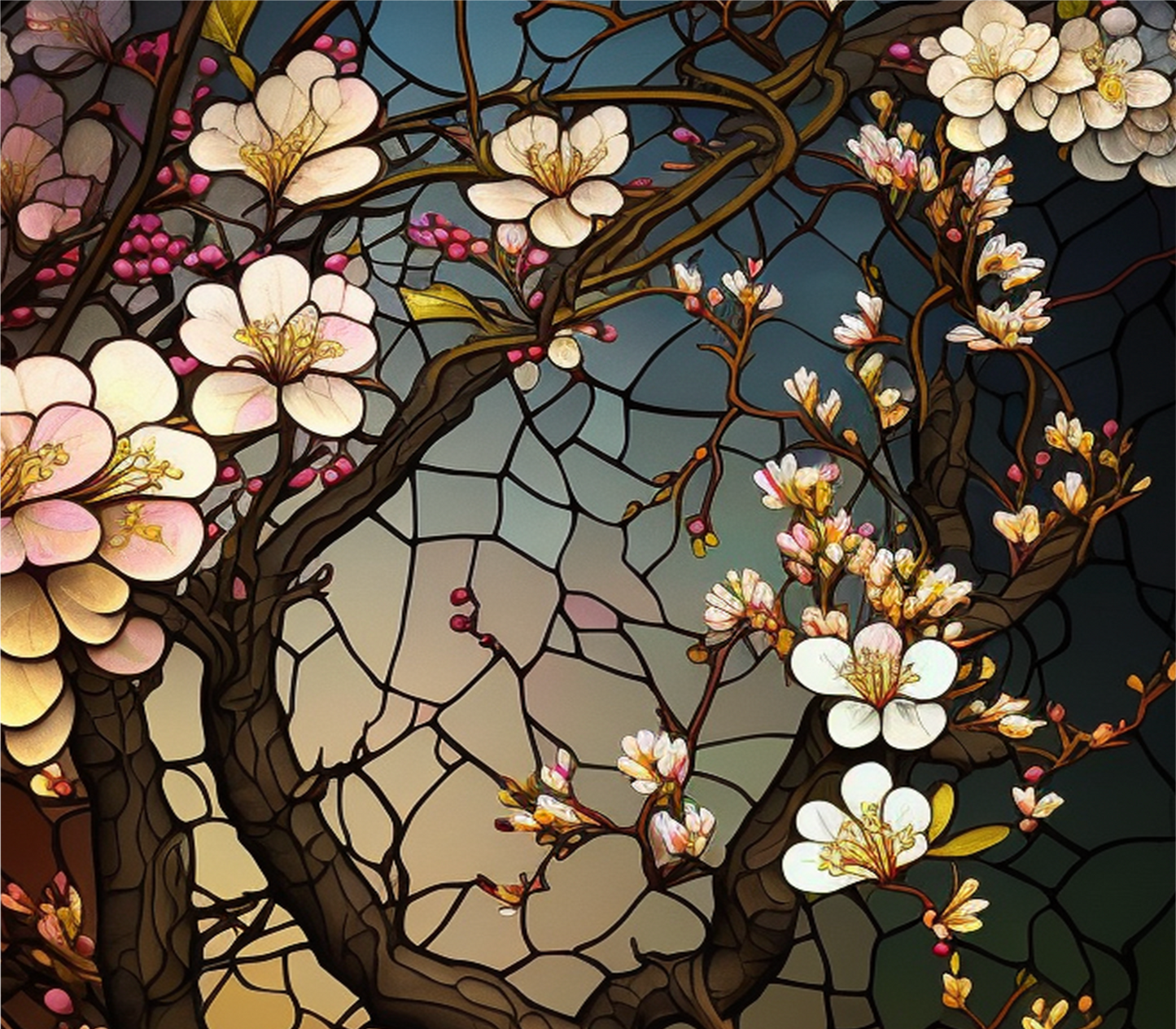 TW1130 stained glass cherry blossom