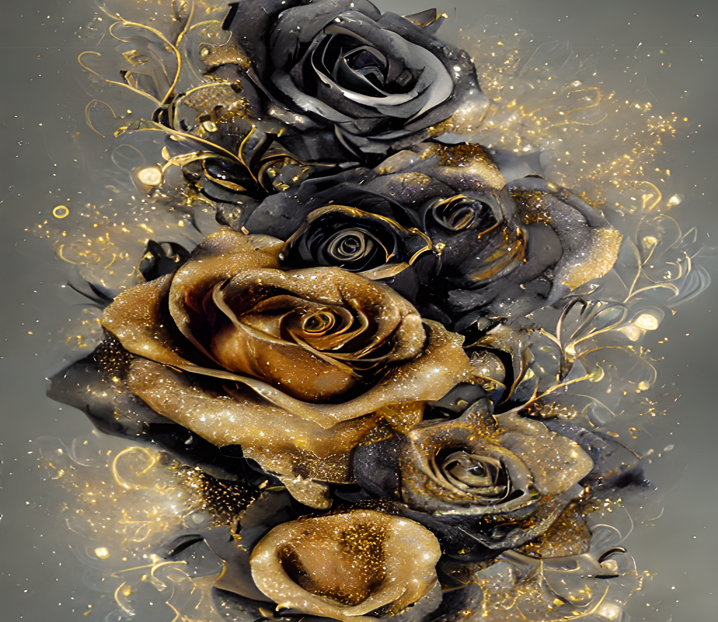 TW1153 gold and black roses