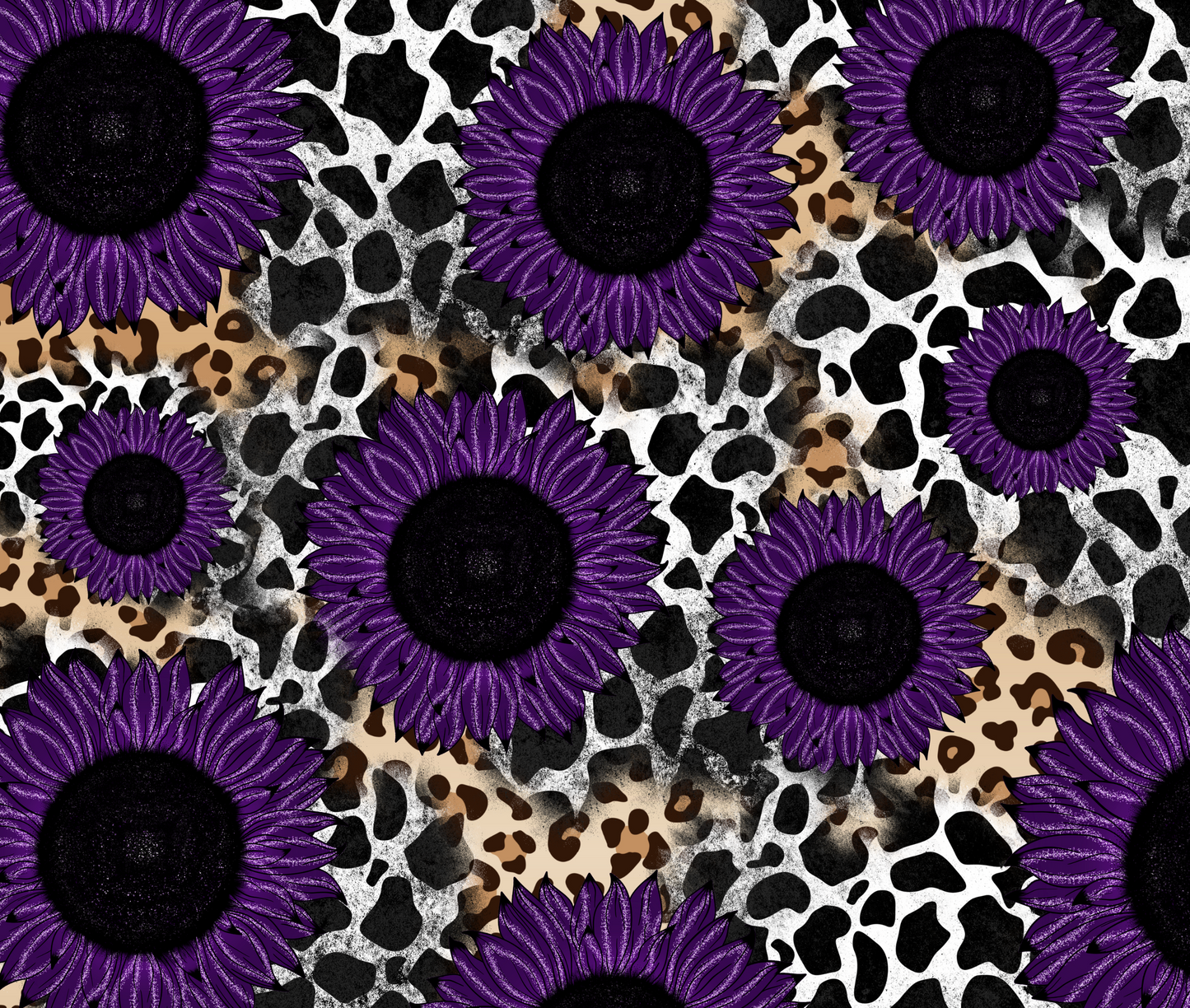 TW1289 dark purple sunflower cow leopard