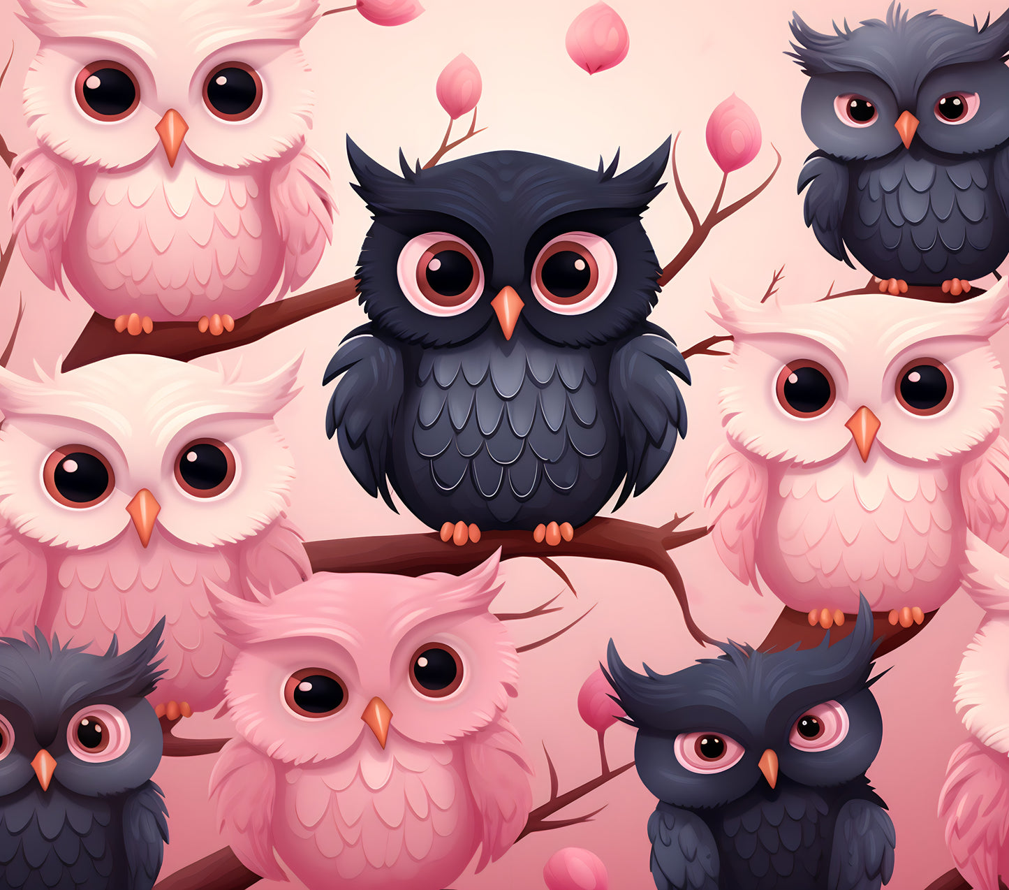 TW2133 pink and black owls