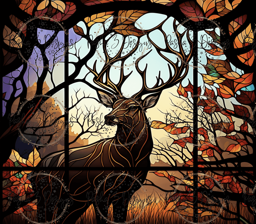 Tw970 Deer Stained Glass
