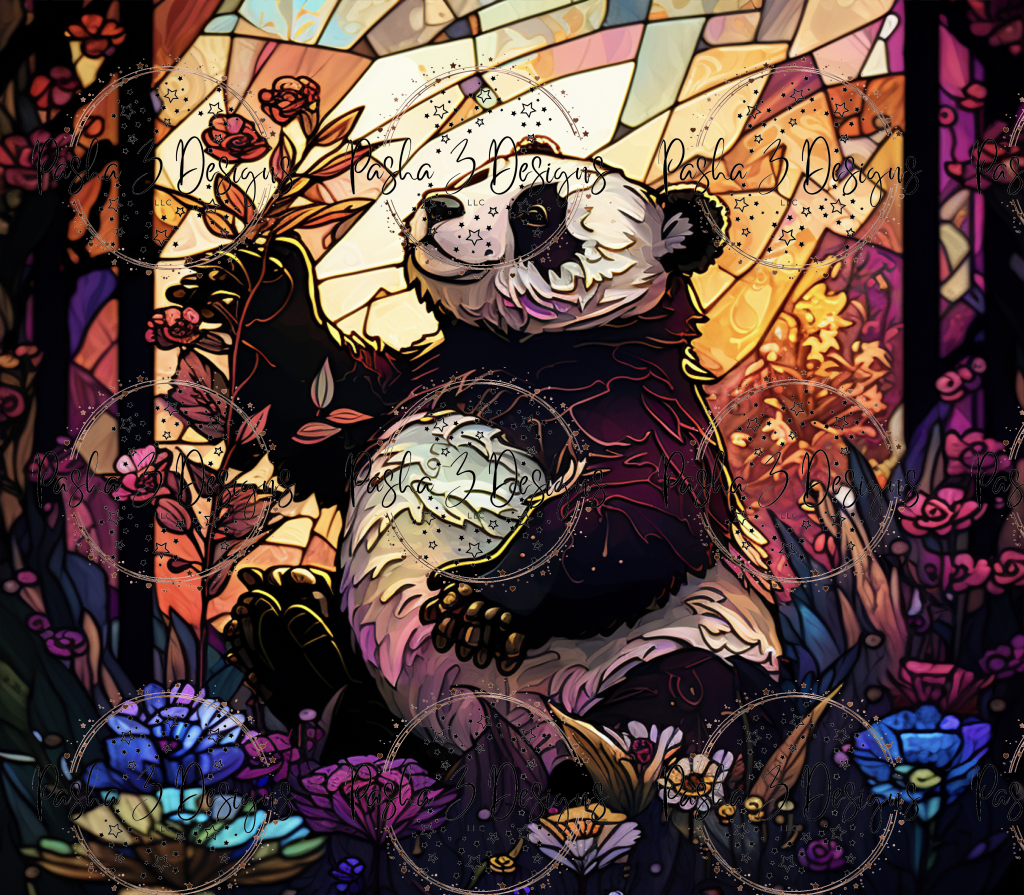 Tw986 Stained Glass Panda