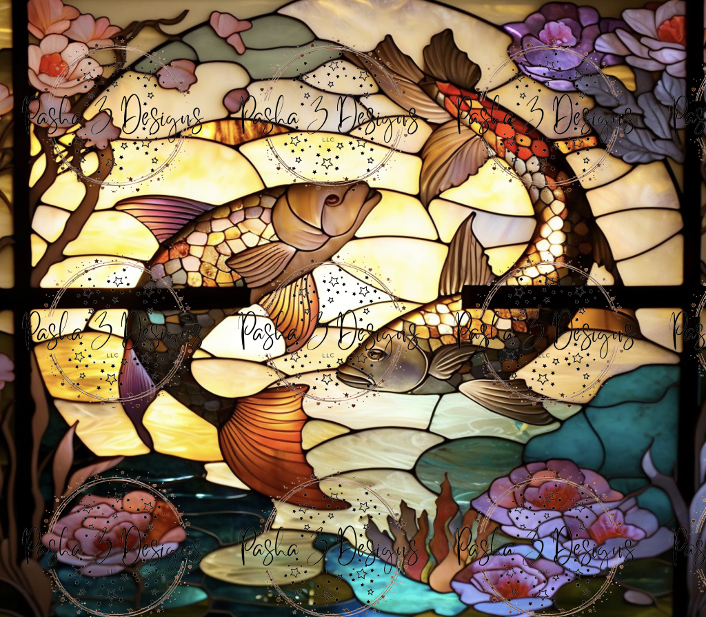 Tw989 Koi Stained Glass