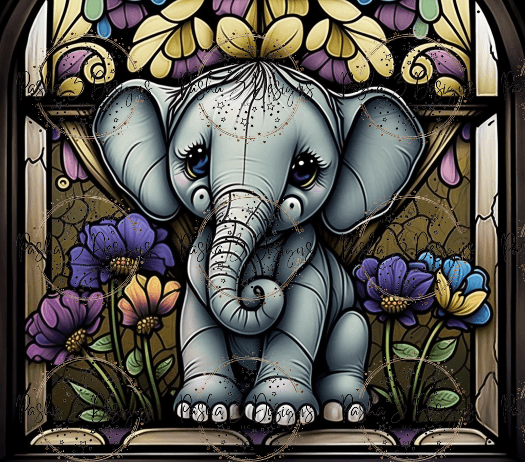 New: Baby Elephant Stained Glass