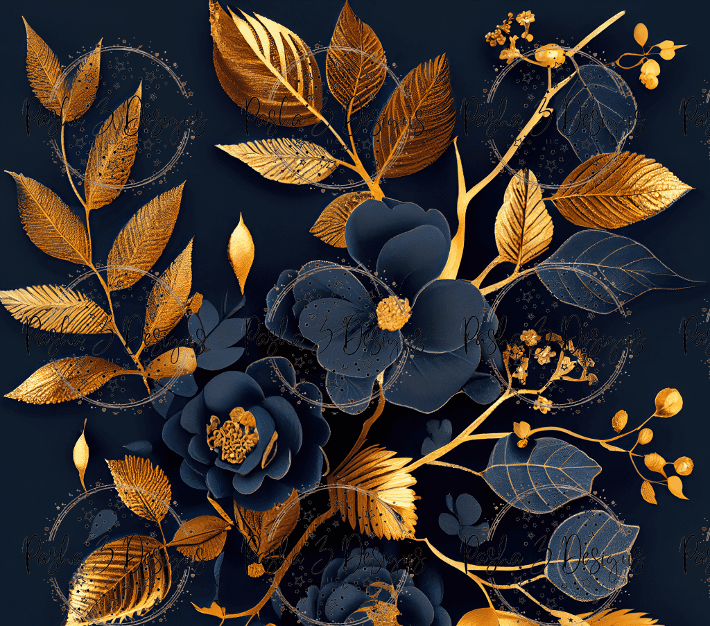 Blue And Golden Floral