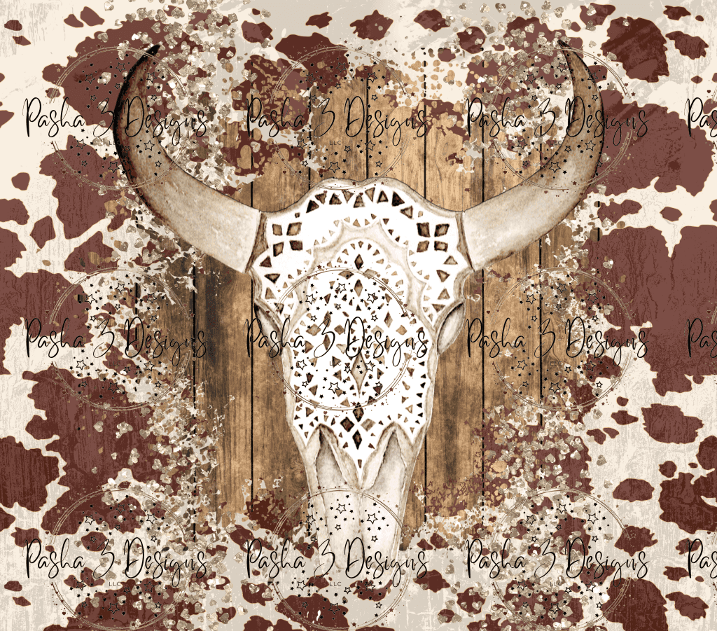 Cow Skull Distressed With Cowhide