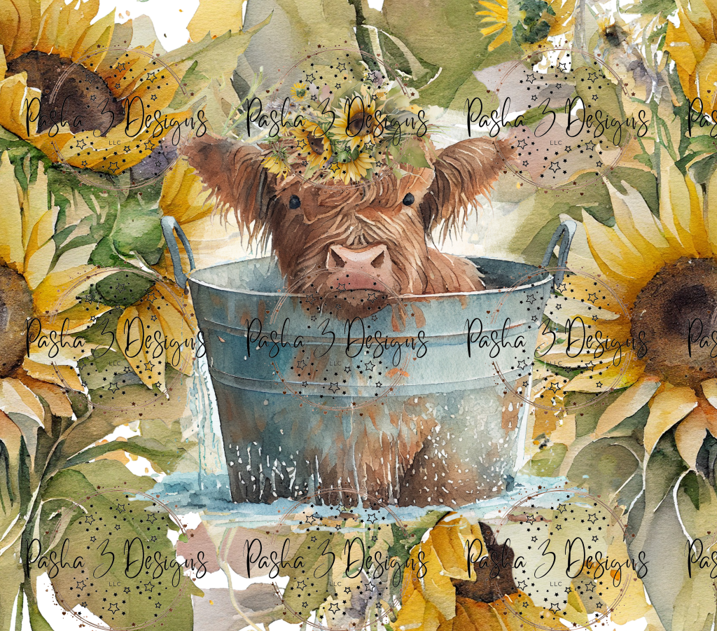 New: Highland Baby In Bath Sunflower
