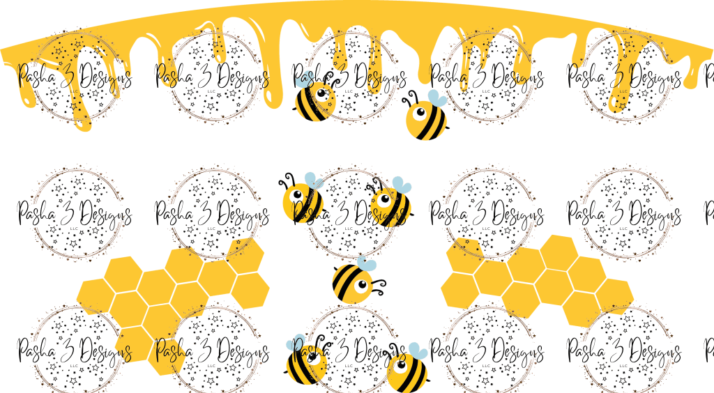 Honey Bees 24Oz Cold Cup Wrap No Hole Cold Cup Wrap