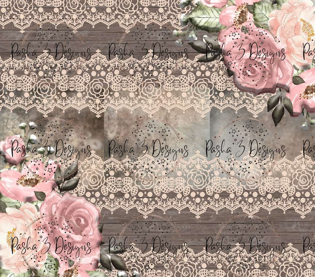 New: Lace Abstract Weathered Wood Floral