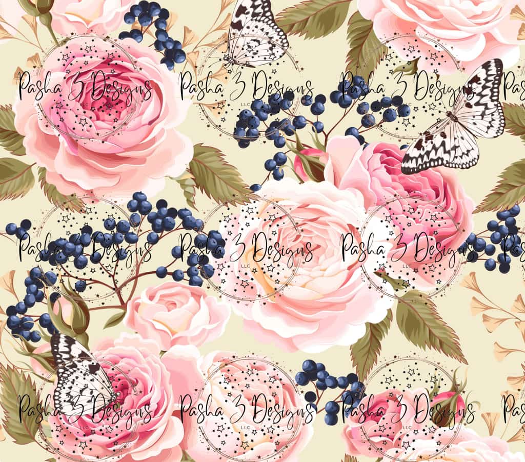 New: Pink And Blue Butterfly Florals