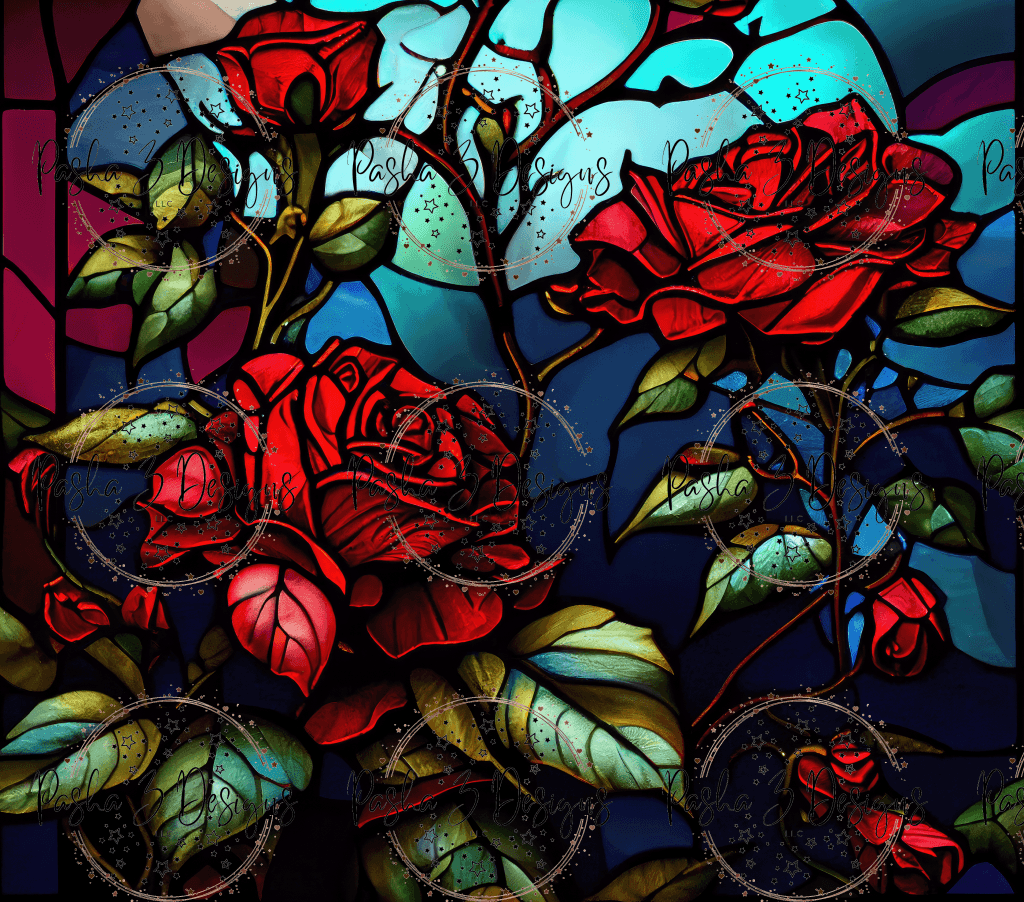 Tw102 Red Roses Stained Glass