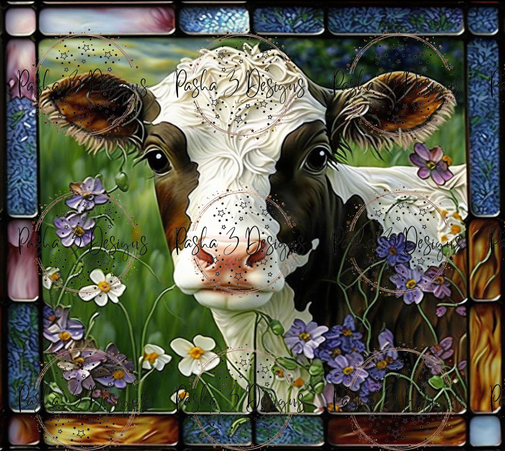 Tw334 Stained Glass Cow
