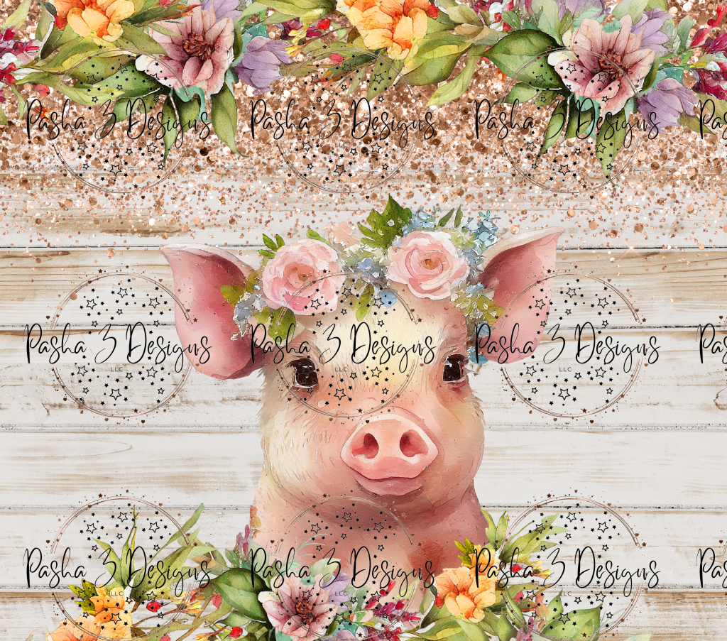 Tw342 Floral Glitter Pig