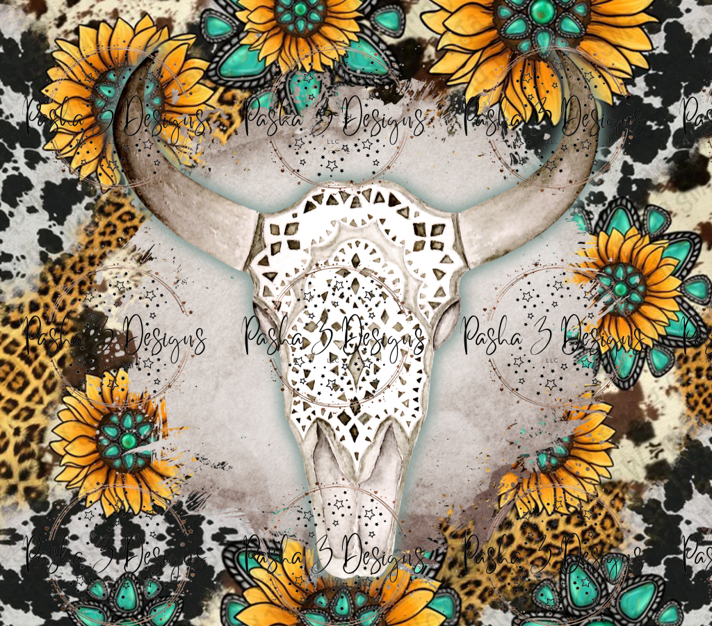 Tw367 Sunflower Cow Skull