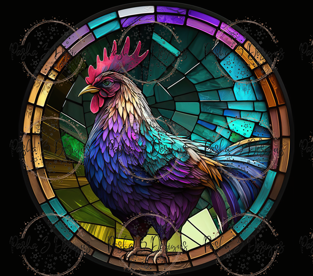 Tw87 Rooster Stained Glass